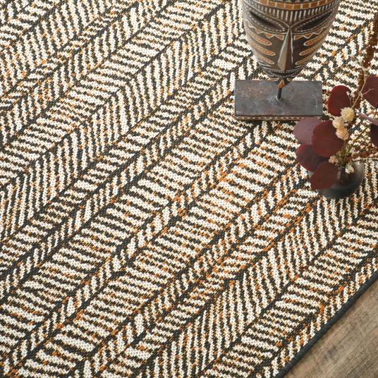 Decoweb - Tapis d’extérieur ou de salon - Motifs graphiques - Noir, crème et terracotta - 160 x 230 cm - Decoweb - Imagen 5