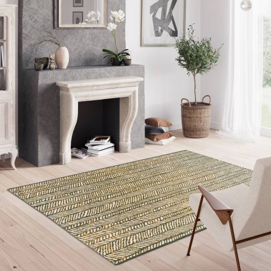 Decoweb - Tapis d’extérieur ou de salon - Motifs graphiques - Noir, crème et terracotta - 160 x 230 cm - Decoweb - Imagen 2