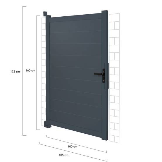Portillon 100x160 cm en aluminium gris anthracite - Image 4