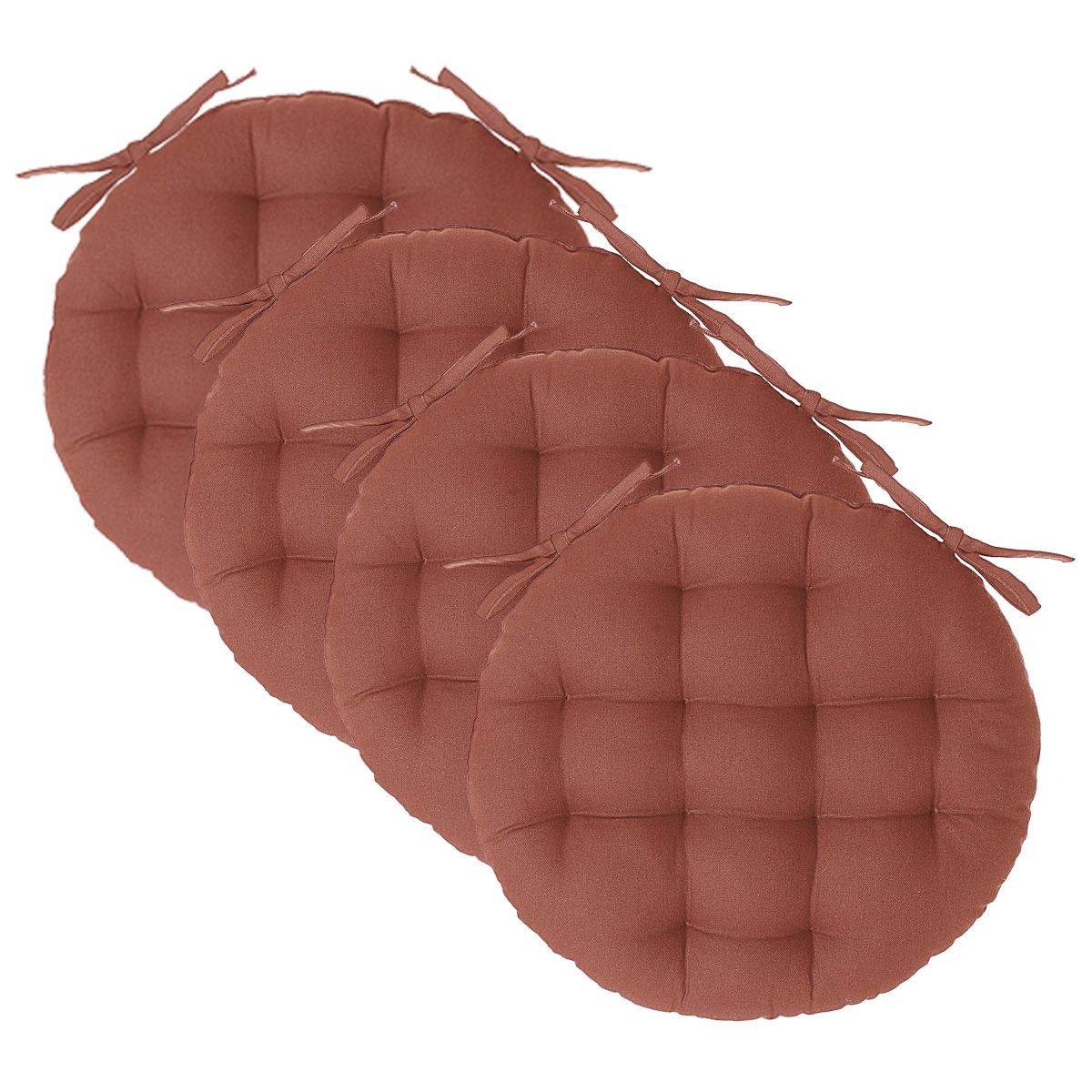 Lot de 4 Galettes de chaise en Coton Terracotta D 38 cm - Imagen 1