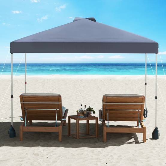 Tonnelle de Jardin 3X3 M avec Paroi Latérale, Tente Réception Pliant avec Sac à roulettes 8 Piquets 4 Ancrages, pour Fête Camping, Gris - Image 2
