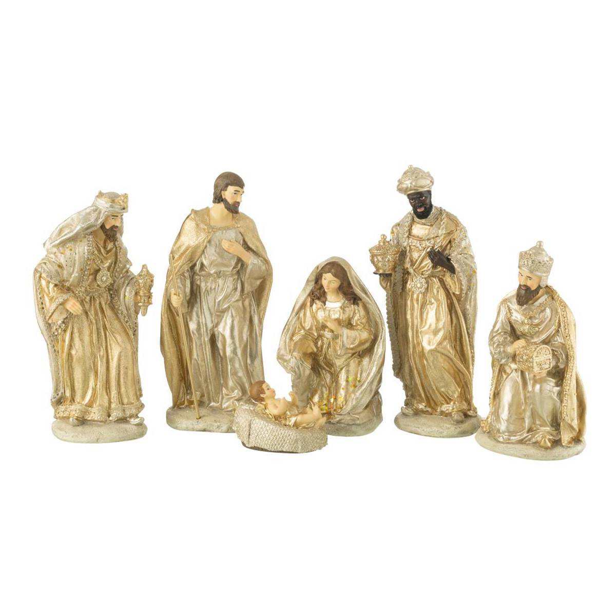 Crèche de Noël Design "6 Santons" 30cm Or