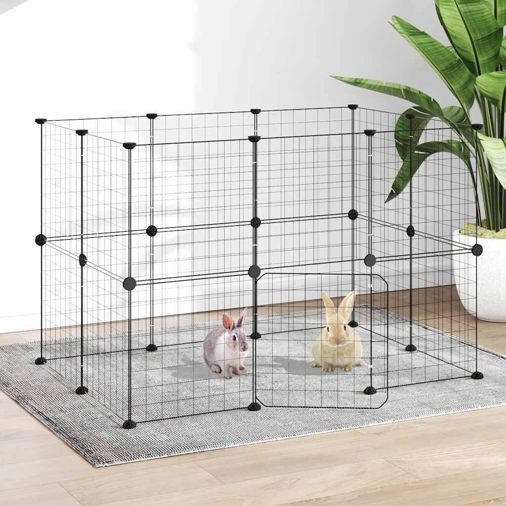 Vidaxl - Cage animaux de compagnie à 20 panneaux et porte Noir 105x70x70 cm vidaXL 3114037 - Imagen 1