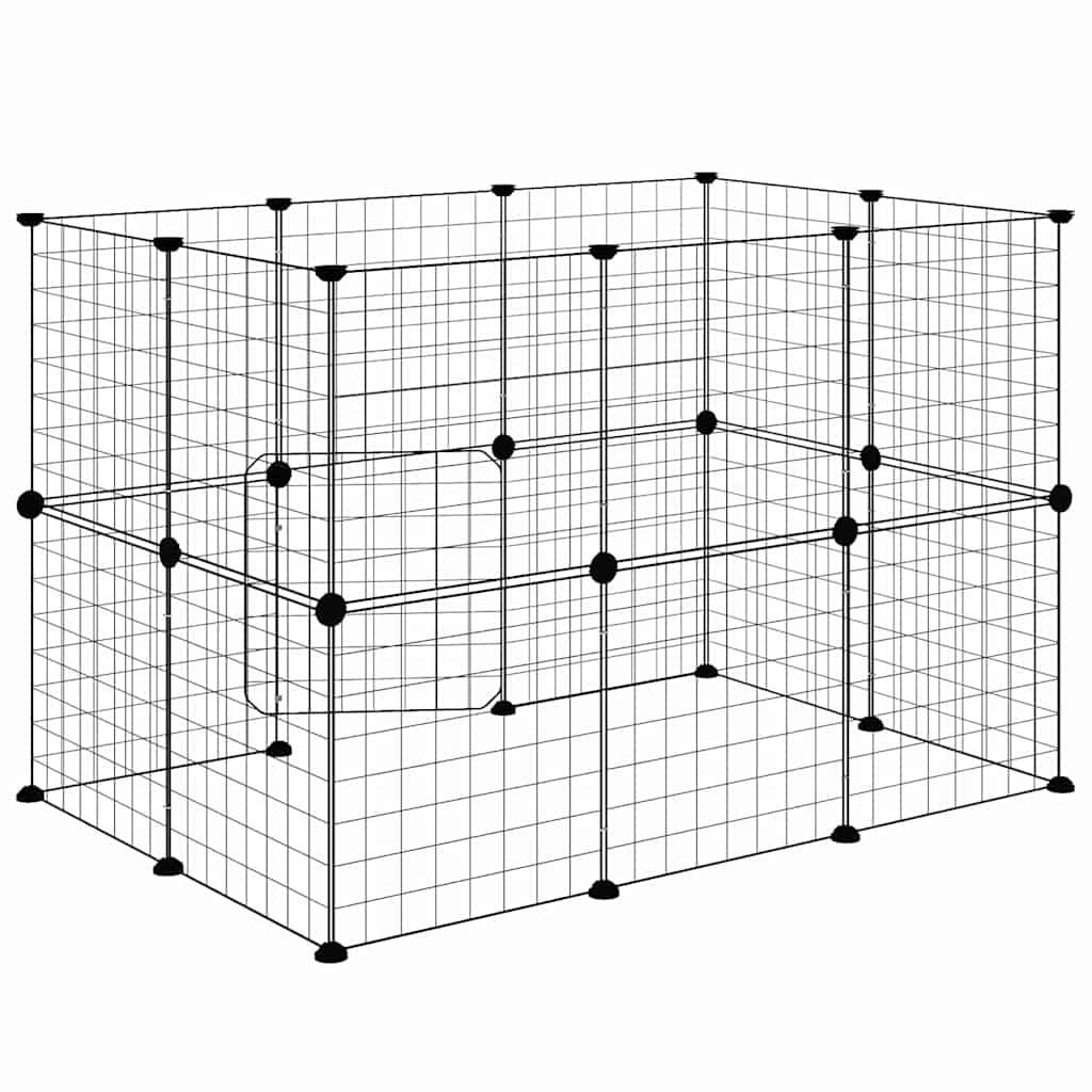 Vidaxl - Cage animaux de compagnie à 20 panneaux et porte Noir 105x70x70 cm vidaXL 3114037 - Imagen 7