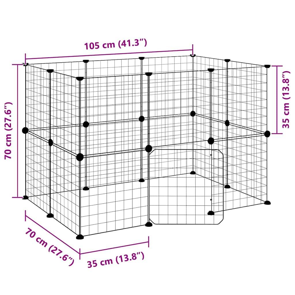 Vidaxl - Cage animaux de compagnie à 20 panneaux et porte Noir 105x70x70 cm vidaXL 3114037 - Imagen 3