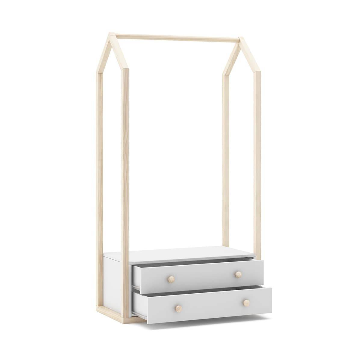 Pack Commode 3 Tiroirs + Penderie 2 Tiroirs Coloris Blanc et Naturel - KAINA - Image 9