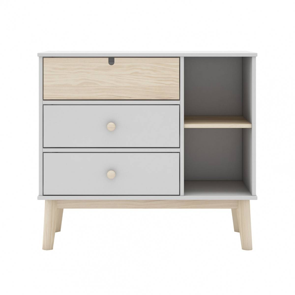 Pack Commode 3 Tiroirs + Penderie 2 Tiroirs Coloris Blanc et Naturel - KAINA - Image 6