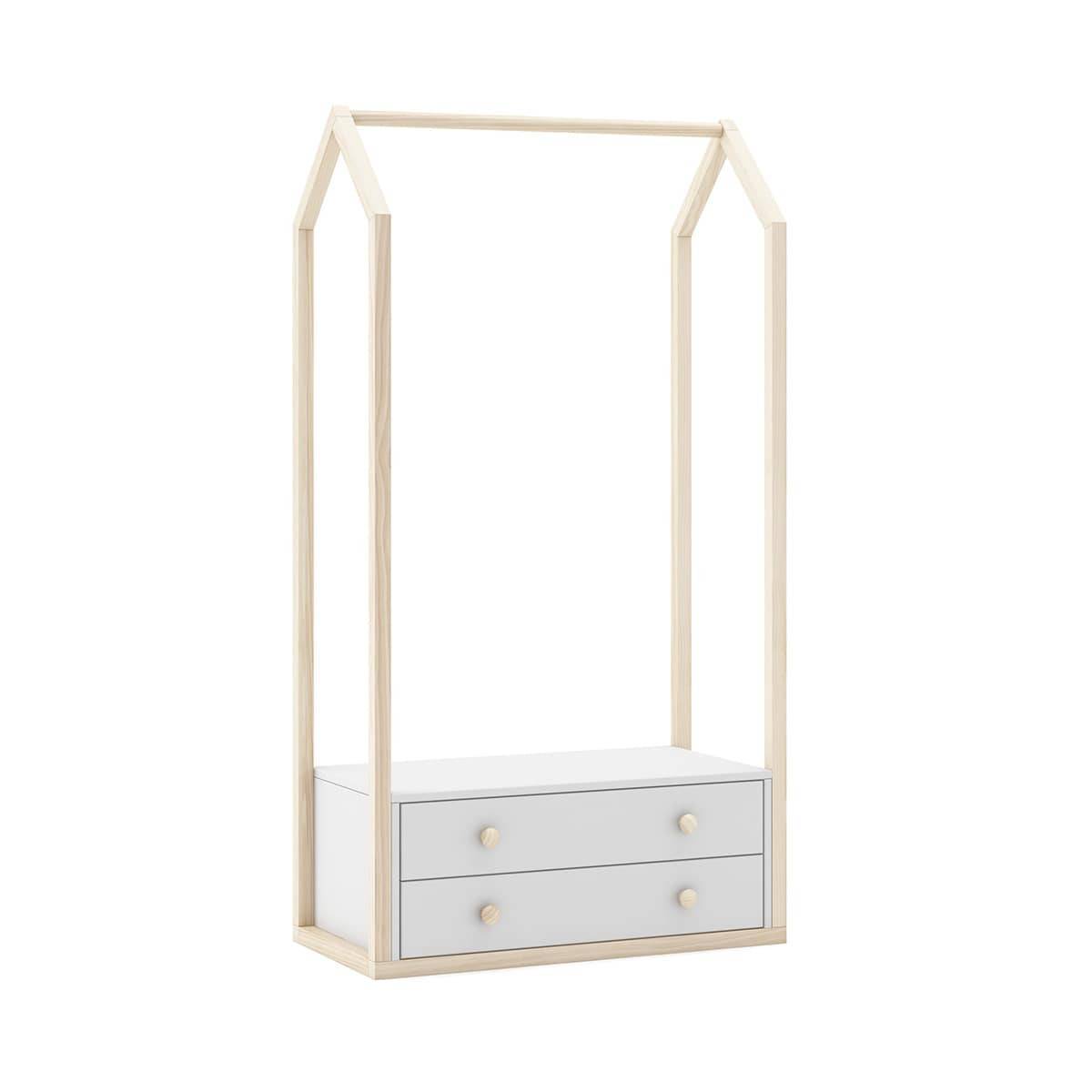 Pack Commode 3 Tiroirs + Penderie 2 Tiroirs Coloris Blanc et Naturel - KAINA - Image 3