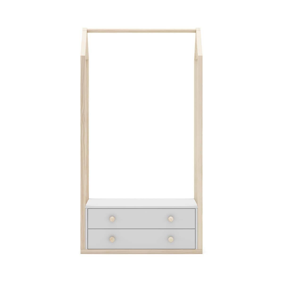 Pack Commode 3 Tiroirs + Penderie 2 Tiroirs Coloris Blanc et Naturel - KAINA - Image 8