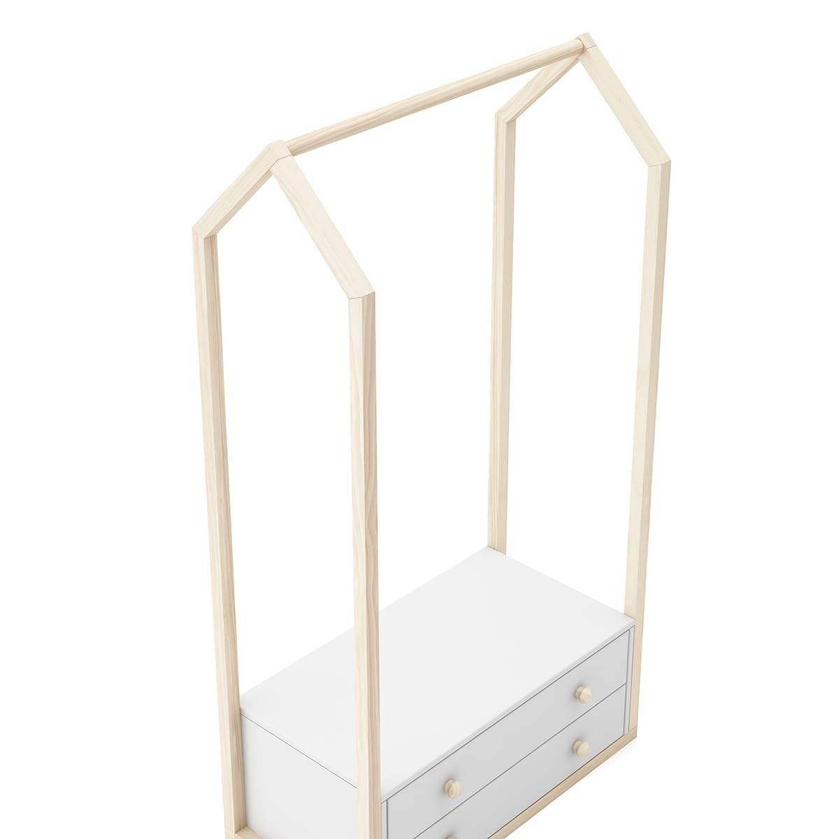 Pack Commode 3 Tiroirs + Penderie 2 Tiroirs Coloris Blanc et Naturel - KAINA - Image 7