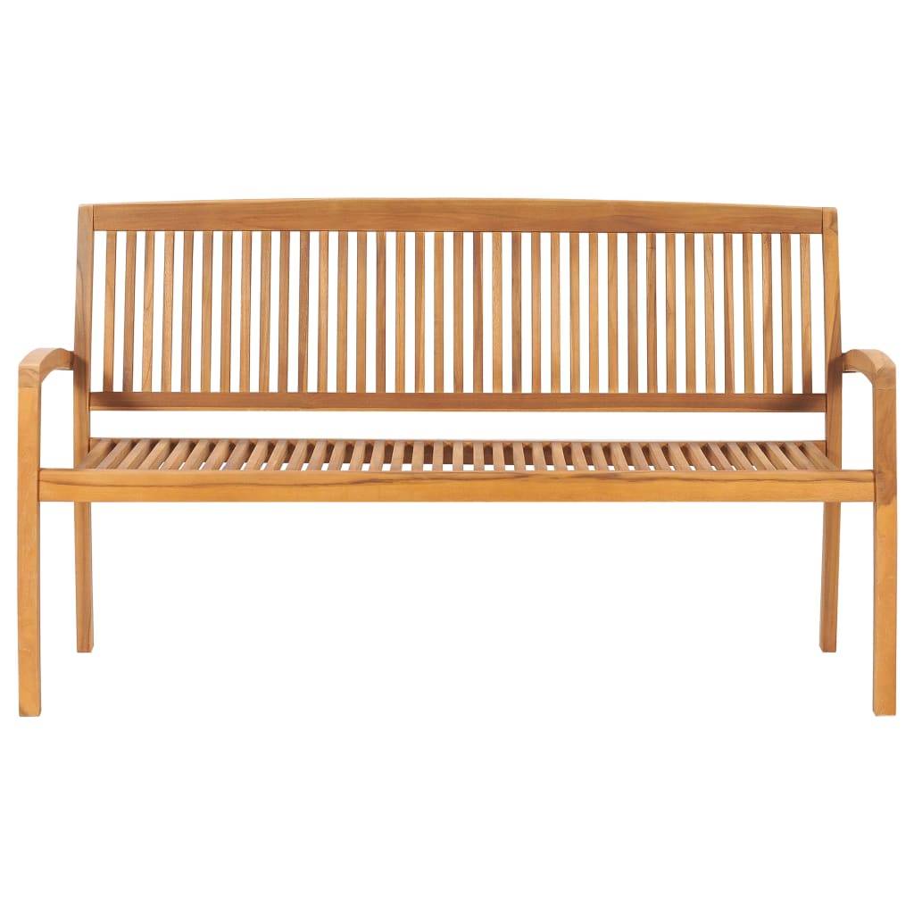 Helloshop26 - Banc de jardin meuble de patio d'extérieur terrasse empilable et coussin 159 cm bois de teck massif - Imagen 3