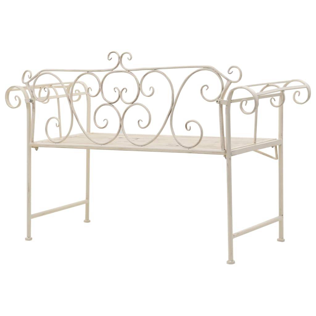 ComfortXL - Banc de jardin métal vintage extérieur assise romantique 132x46cm blanc - ComfortXL Outdoor Living - Image 4