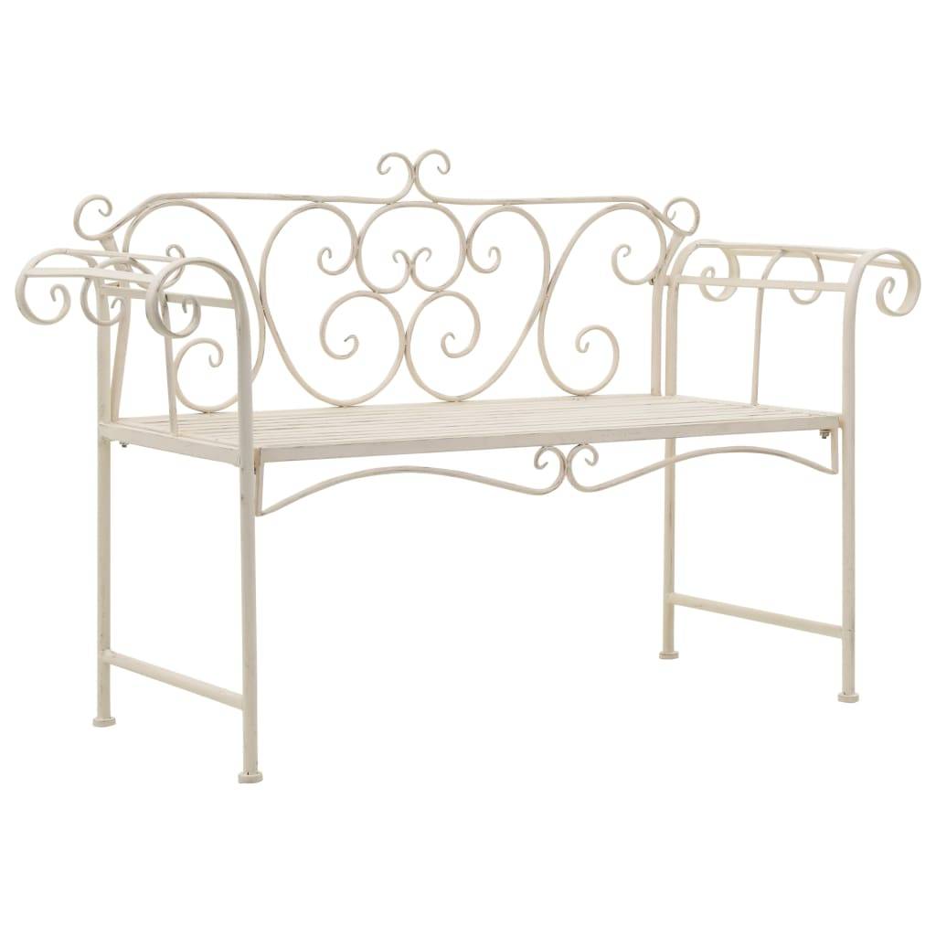 ComfortXL - Banc de jardin métal vintage extérieur assise romantique 132x46cm blanc - ComfortXL Outdoor Living