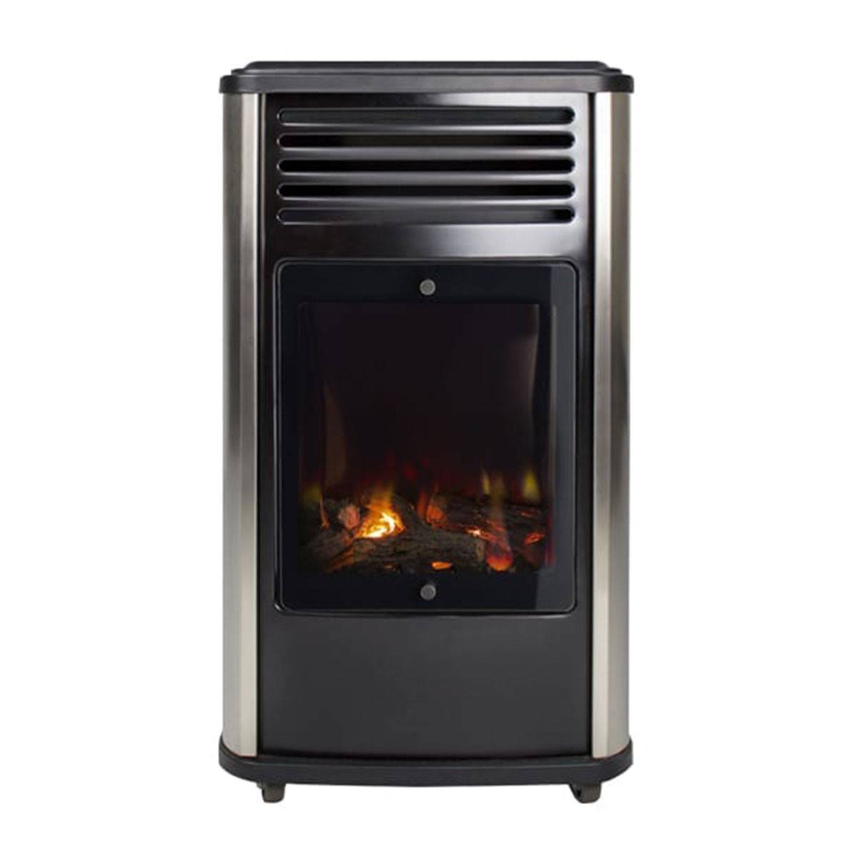 Poele à gaz 3.4KW Noir Effet feu de bois 3 niveaux de chauffe 40-80m2 Manhattan - Imagen 1