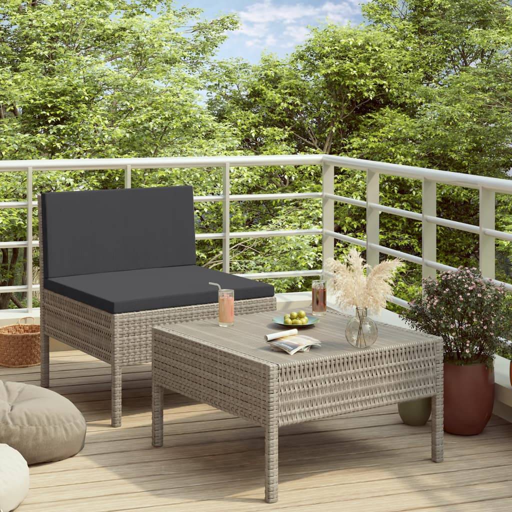Vidaxl - Salon de jardin 2 pcs avec coussins Résine tressée Gris vidaXL 310200 - Imagen 1
