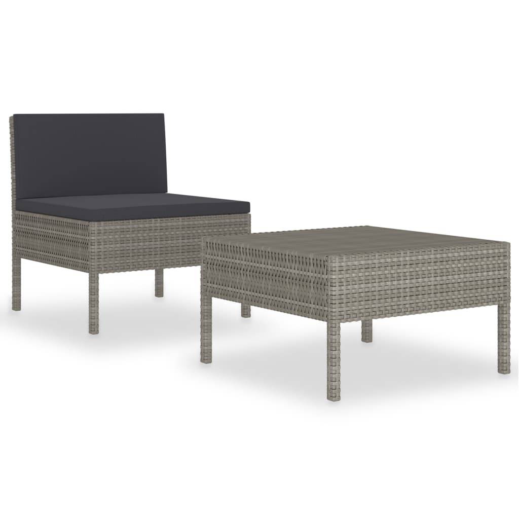 Vidaxl - Salon de jardin 2 pcs avec coussins Résine tressée Gris vidaXL 310200 - Imagen 2