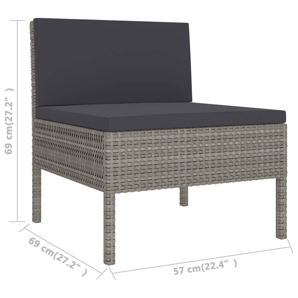 Vidaxl - Salon de jardin 2 pcs avec coussins Résine tressée Gris vidaXL 310200 - Imagen 3