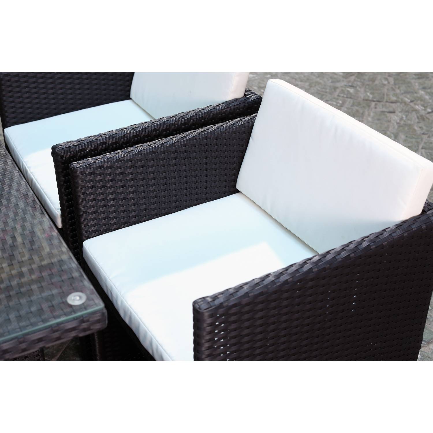 Salon de jardin 10 places noir-blanc + housse de protection MIAMI - Image 7