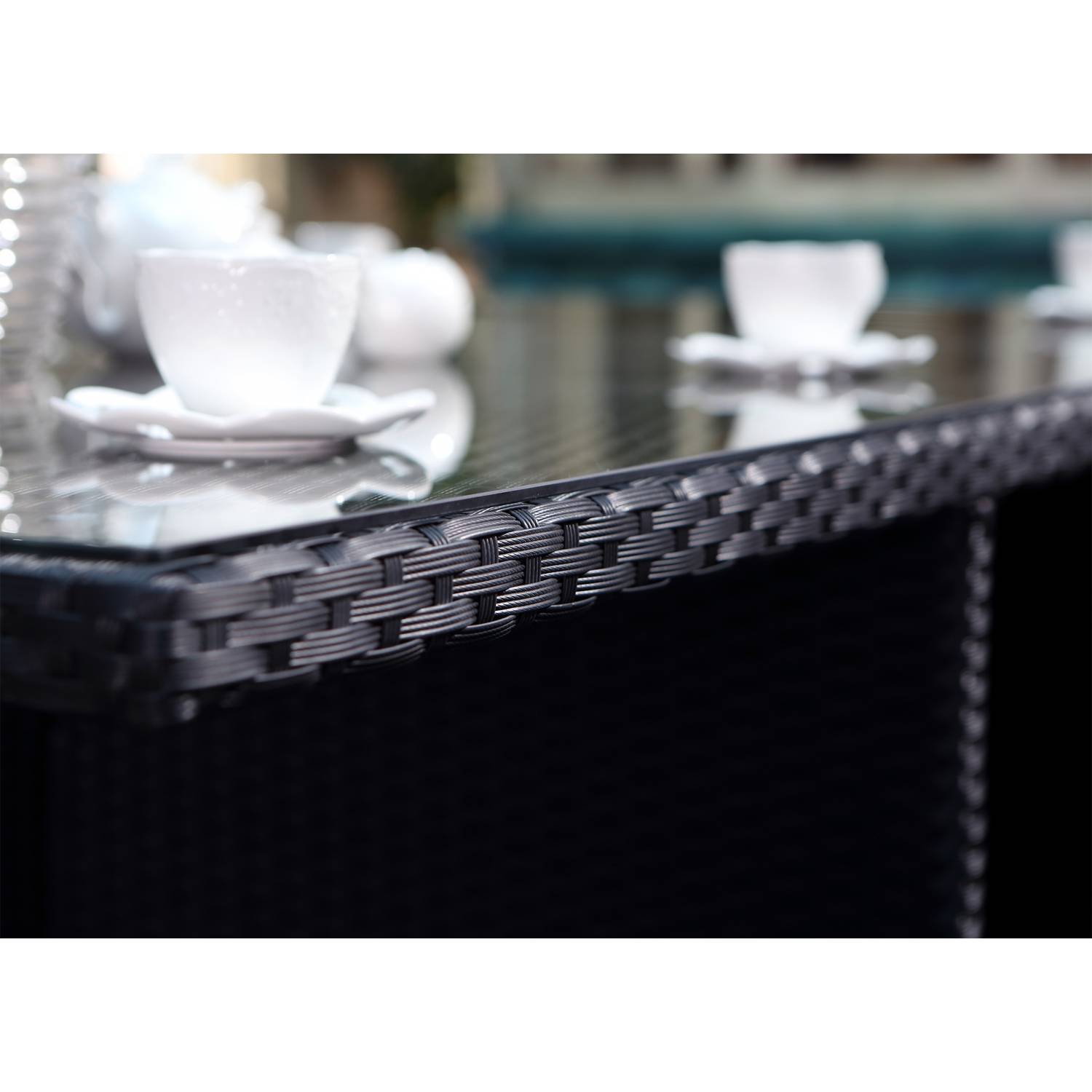 Salon de jardin 10 places noir-blanc + housse de protection MIAMI - Image 4