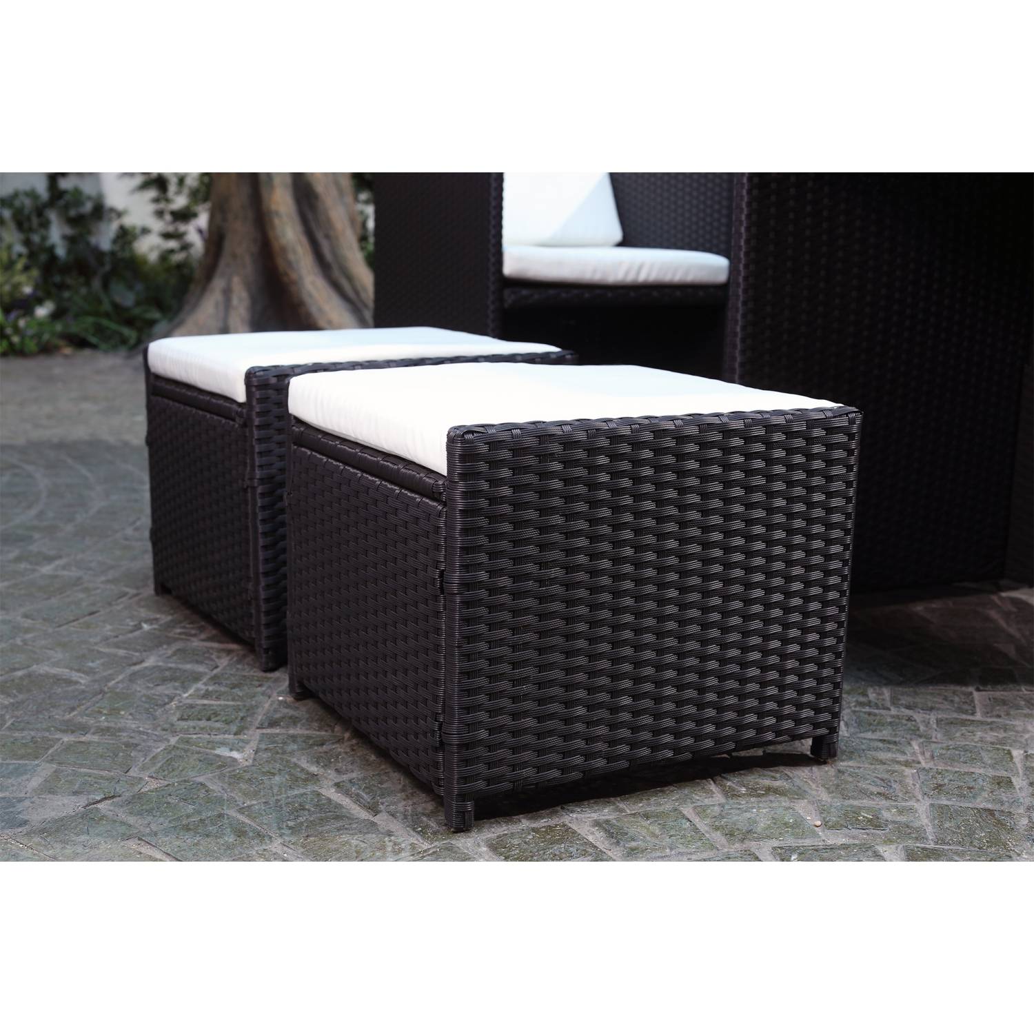 Salon de jardin 10 places noir-blanc + housse de protection MIAMI - Image 6