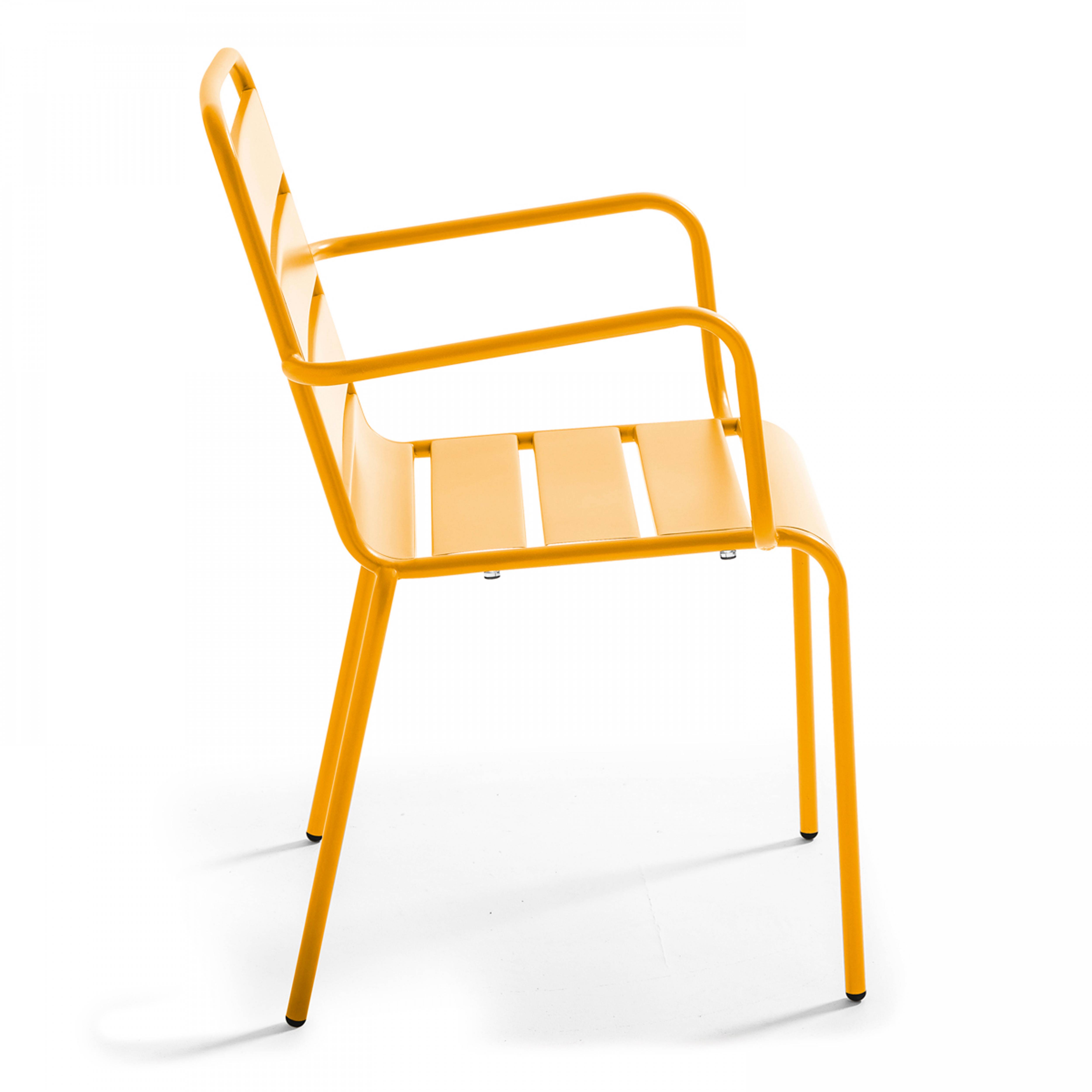 Oviala - Ensemble table de jardin et 4 fauteuils en métal jaune Palavas - Oviala - Imagen 6