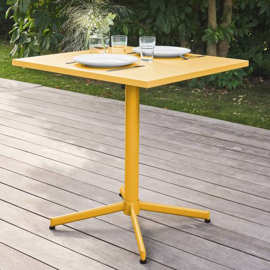 Oviala - Ensemble table de jardin et 4 fauteuils en métal jaune Palavas - Oviala - Imagen 4