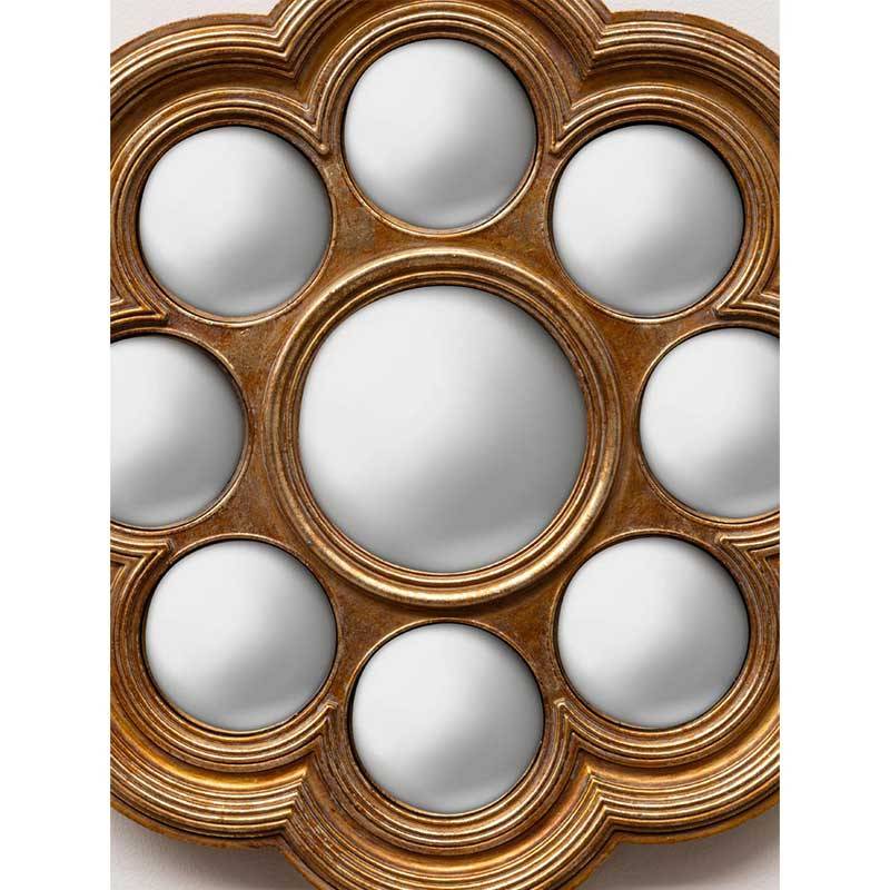 Miroir Convexe Décoratif Fleur Noir Et Doré - Diamètre 19 Cm - Marque CHEHOMA