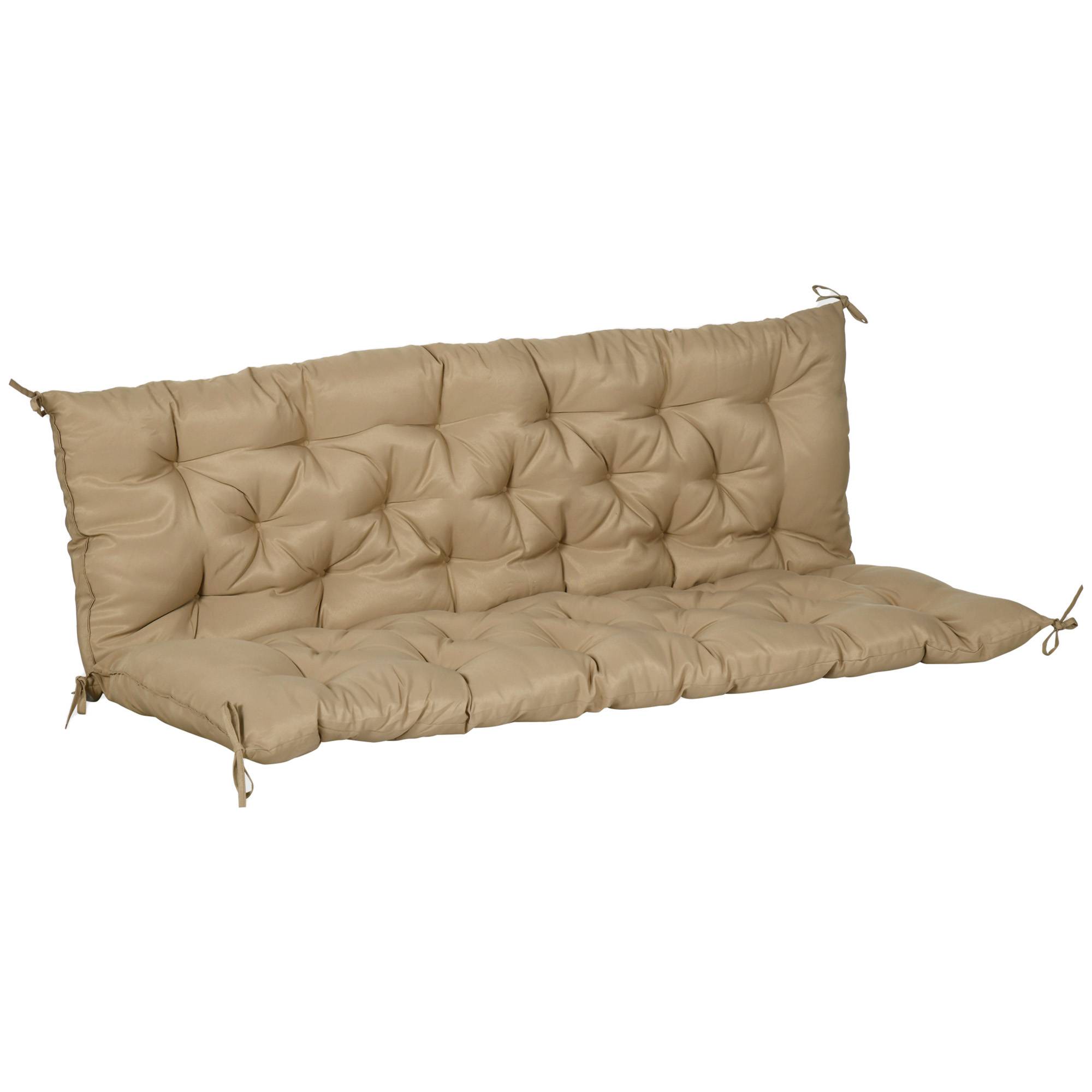 PANGIVO - Coussin de banc 3 places en polyester, kaki, 150 x 98 x 8 cm - PANGIVO