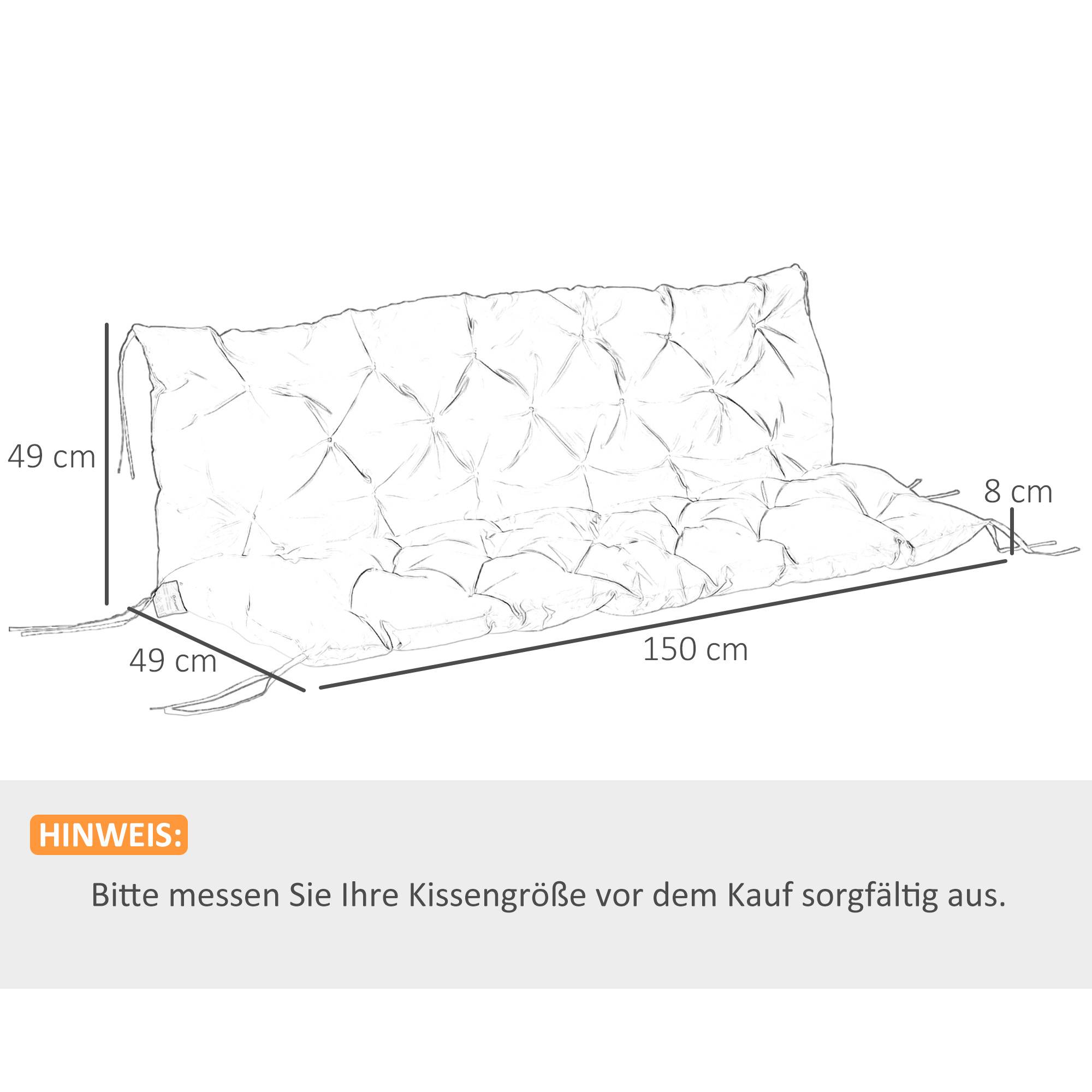 PANGIVO - Coussin de banc 3 places en polyester, kaki, 150 x 98 x 8 cm - PANGIVO - Image 3