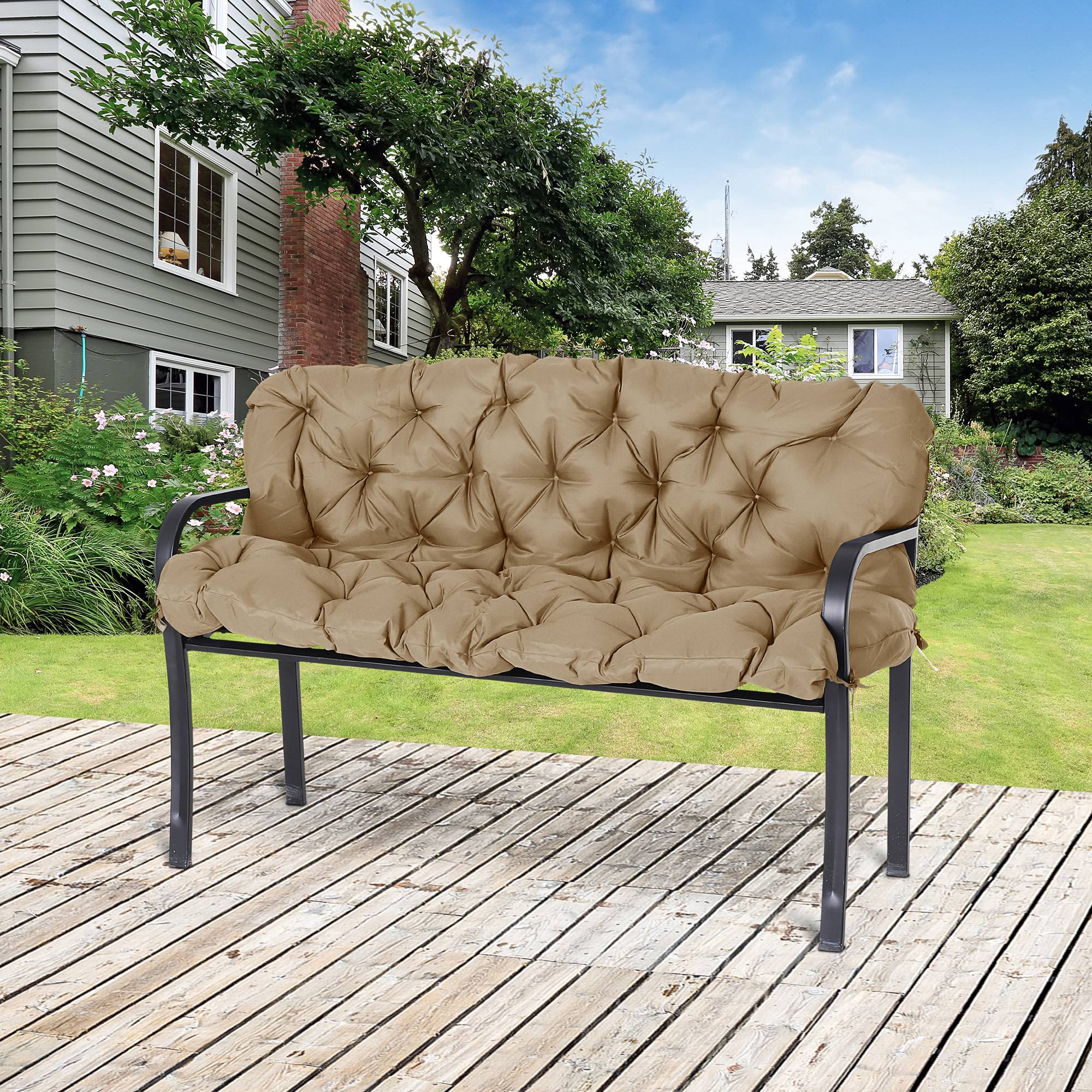 PANGIVO - Coussin de banc 3 places en polyester, kaki, 150 x 98 x 8 cm - PANGIVO - Image 2
