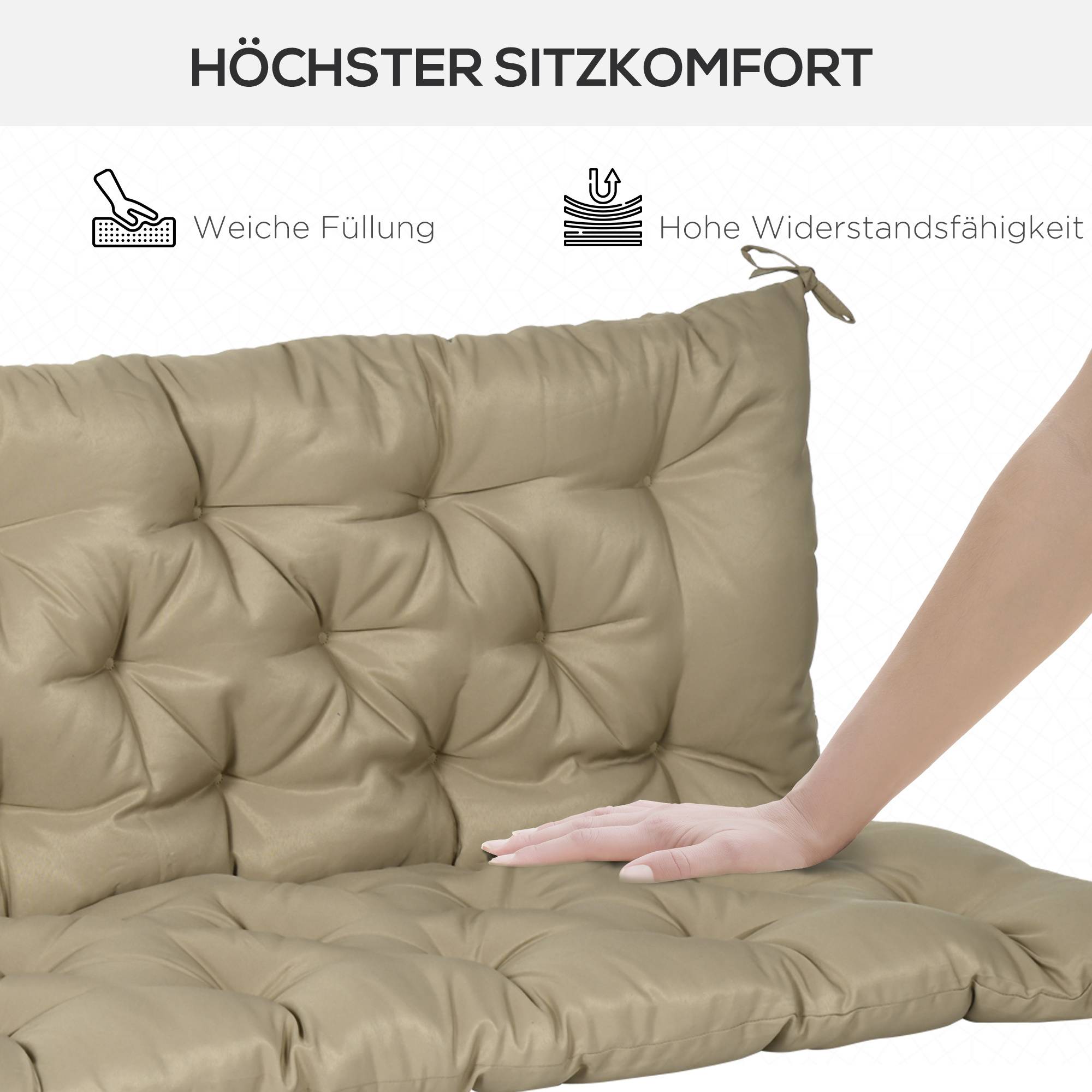 PANGIVO - Coussin de banc 3 places en polyester, kaki, 150 x 98 x 8 cm - PANGIVO - Image 4