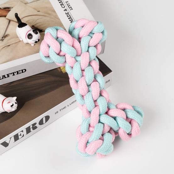 DtopbuyAge - Lot de 7 Jouets en Corde Tissée pour Animaux Rose et Bleu Coton Durable Jeu Interactif-DtopbuyAge - Image 3