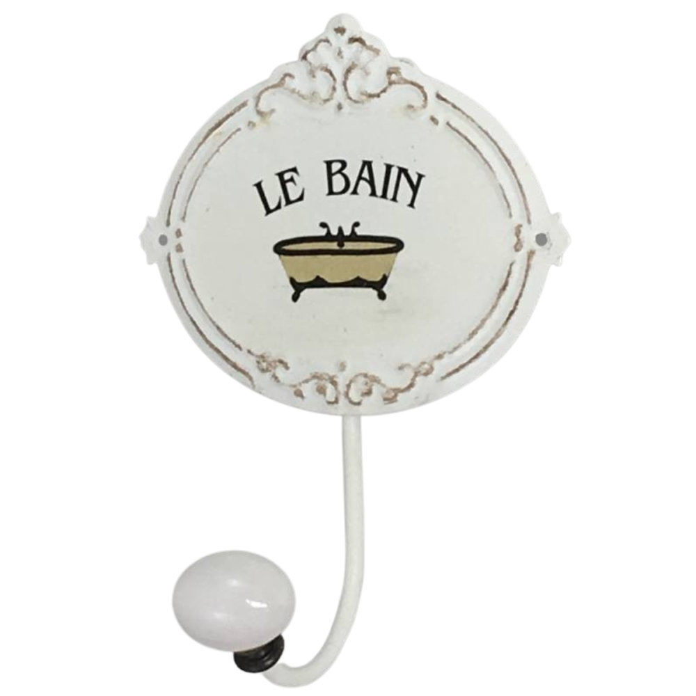 ~ Porte-serviette en métal porcelaine blanc 13 x 18 cm Chemin de campagne