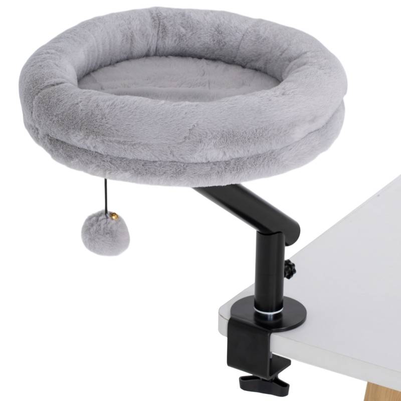 Lit Hamac Chat Bureau Gris Pivotant 360° Pince Table Hauteur Ajustable - ComfortXL Outdoor Living - Image 2
