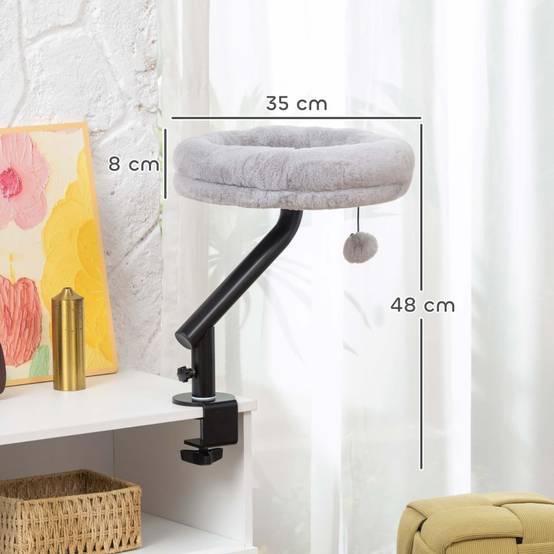 Lit Hamac Chat Bureau Gris Pivotant 360° Pince Table Hauteur Ajustable - ComfortXL Outdoor Living - Image 3