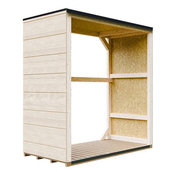 Timbela - Abri à bûches extérieur 1,14 m² - 75 x 153 x H159 cm - Remise extérieure pour bois de chauffage résistante aux intempéries - Timbela M980-1 - Image 1