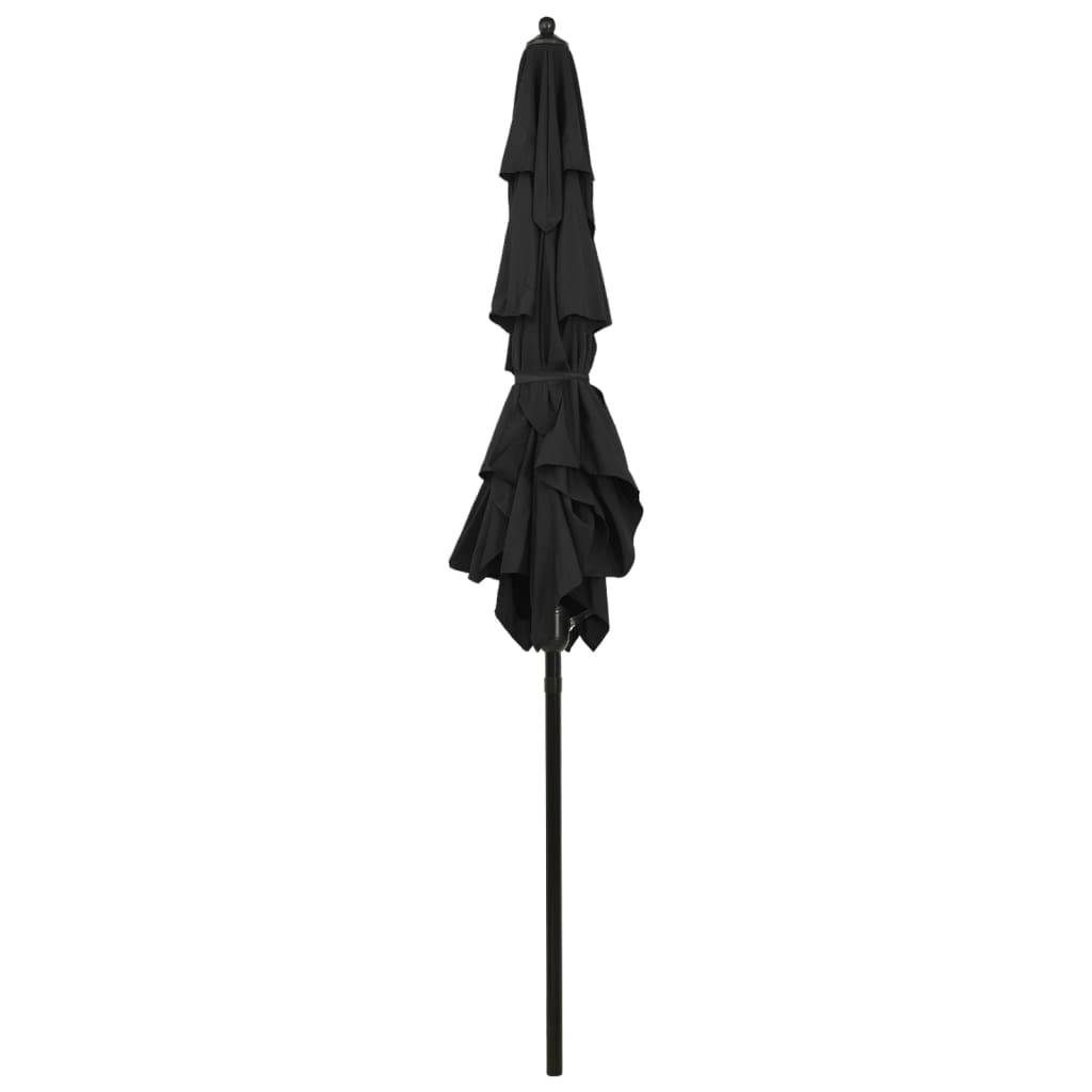 Helloshop26 - Parasol à 3 niveaux avec mât en aluminium 2 x 2 m noir - Imagen 4