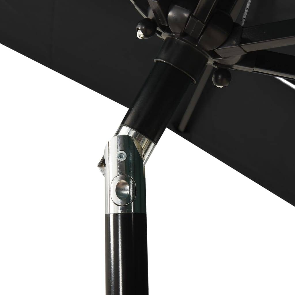 Helloshop26 - Parasol à 3 niveaux avec mât en aluminium 2 x 2 m noir - Imagen 5