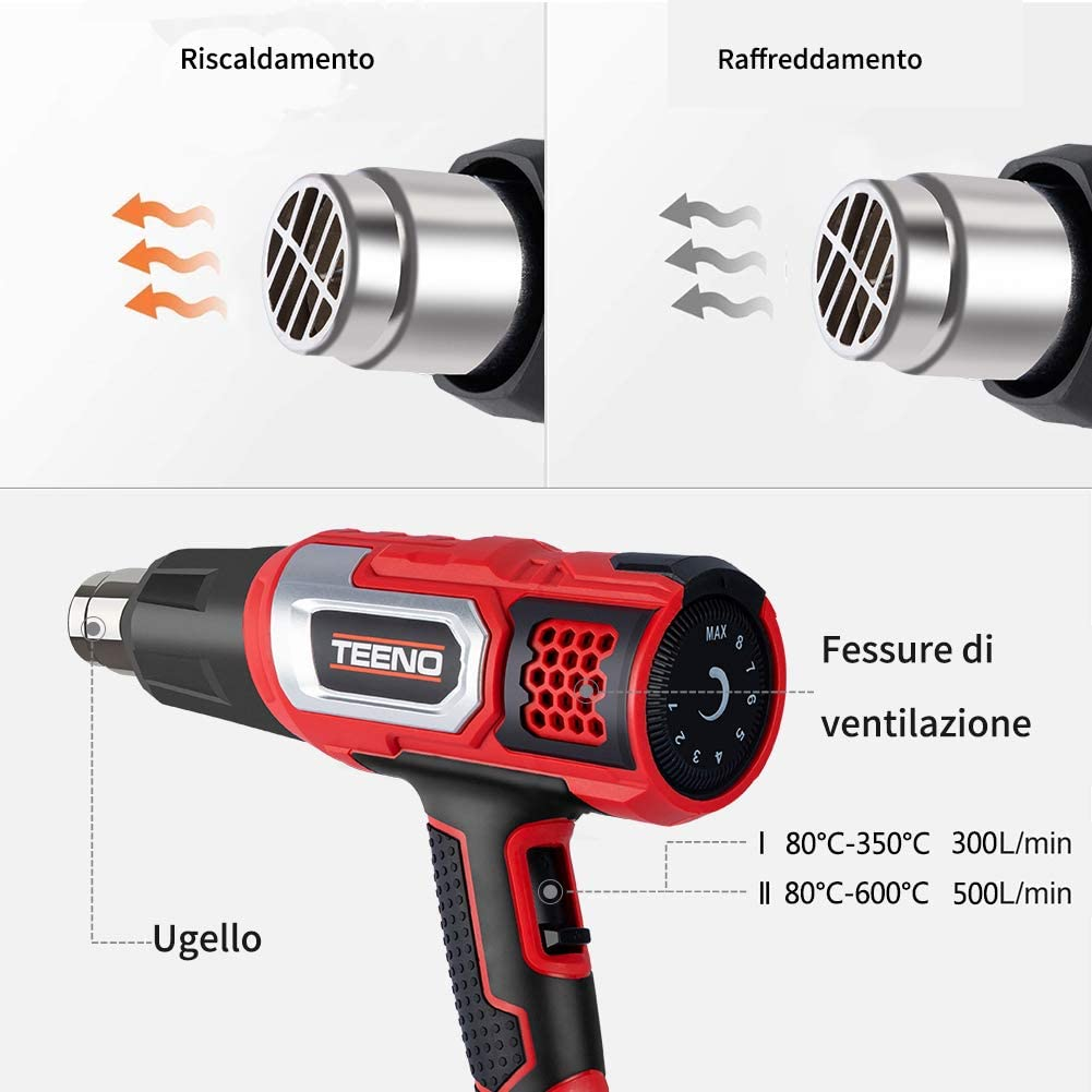 Décapeur thermique 2000W Pistolet à Air Chaud coffret avec 8 accessoires - Image 2