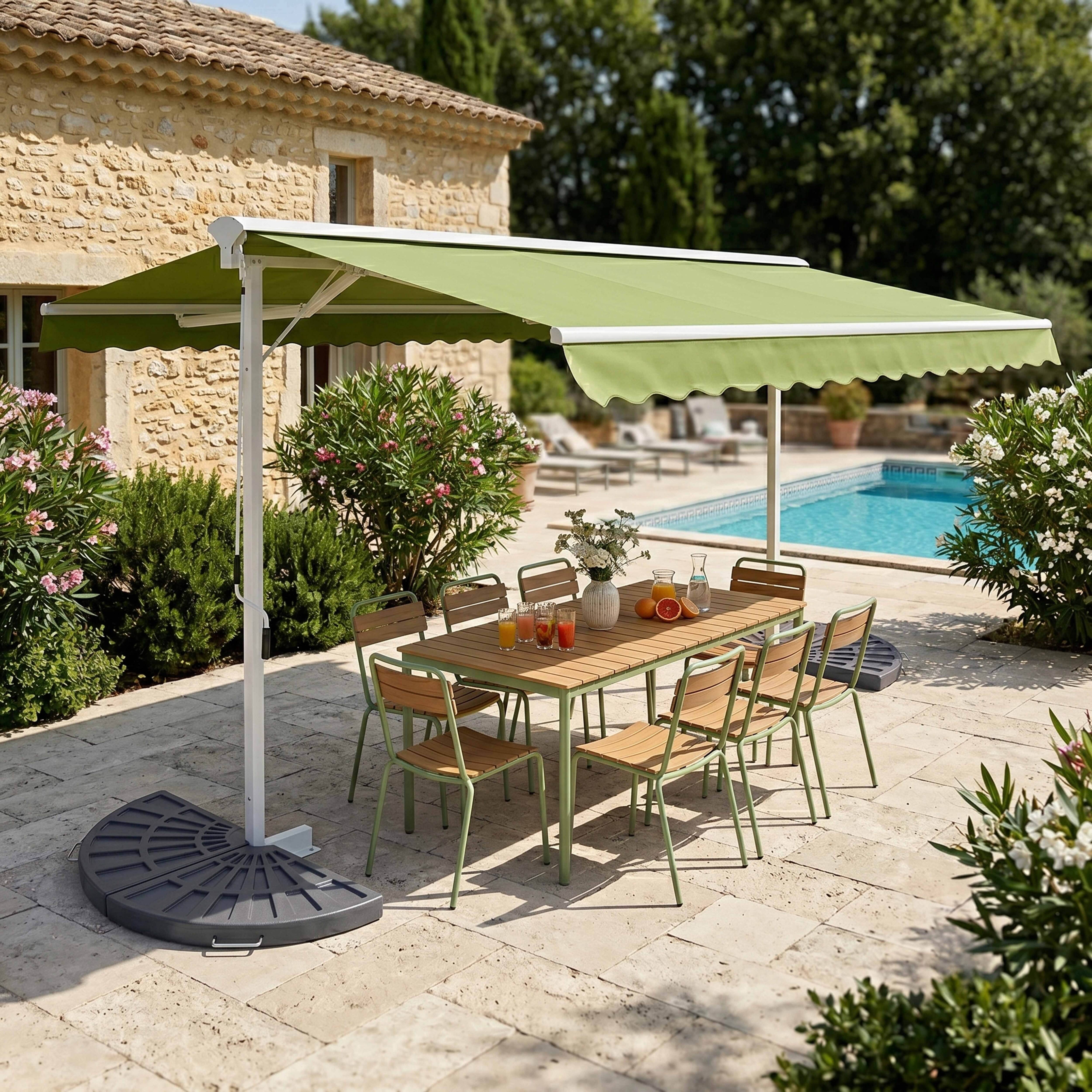 Oviala - Store double pente 3 x 4m et 4 dalles lestées vert Delgada - Oviala - Imagen 2