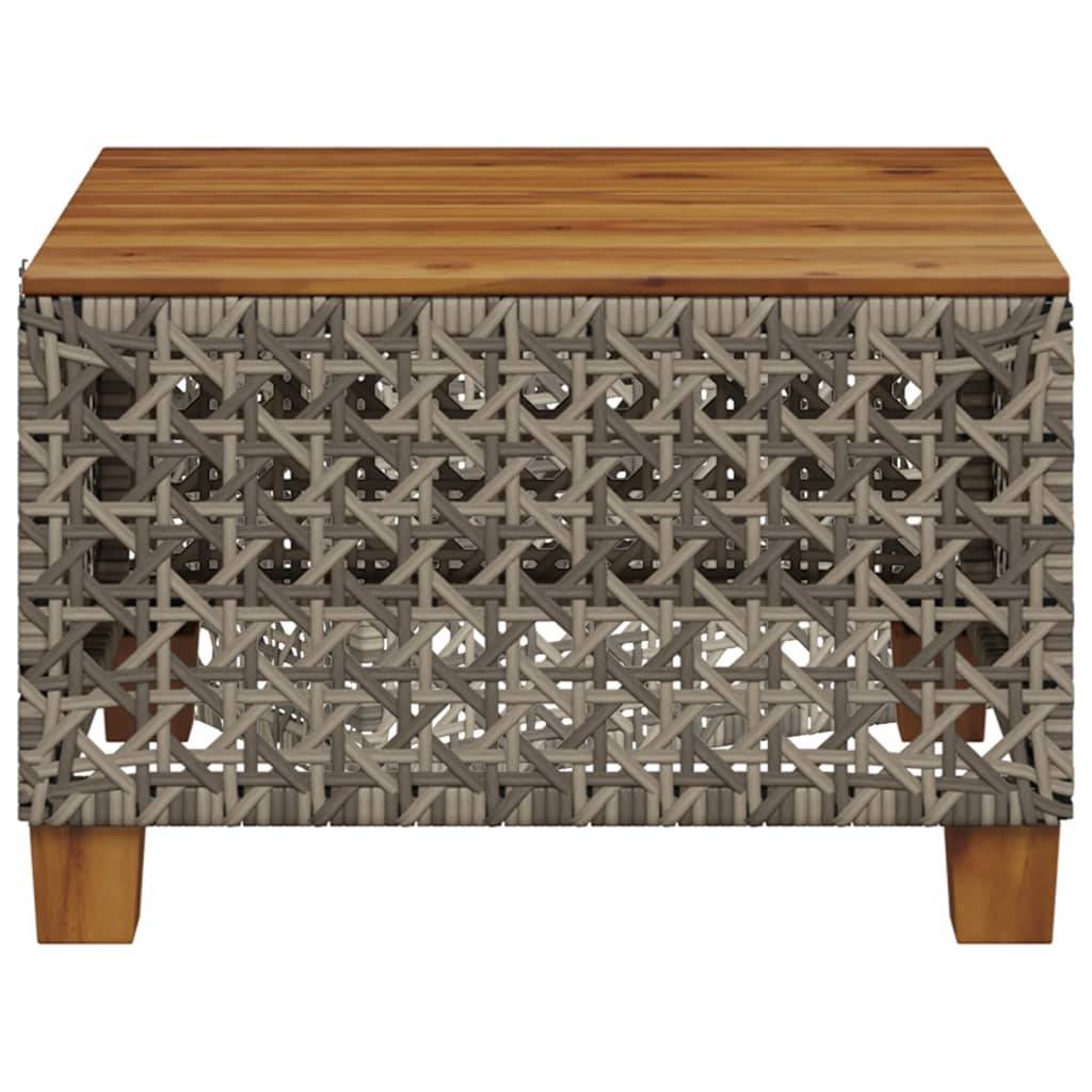 Table de jardin résine tressée bois acacia gris 55 x 55 x 36 cm, Poids :6.4kg - PANGIVO - Image 4