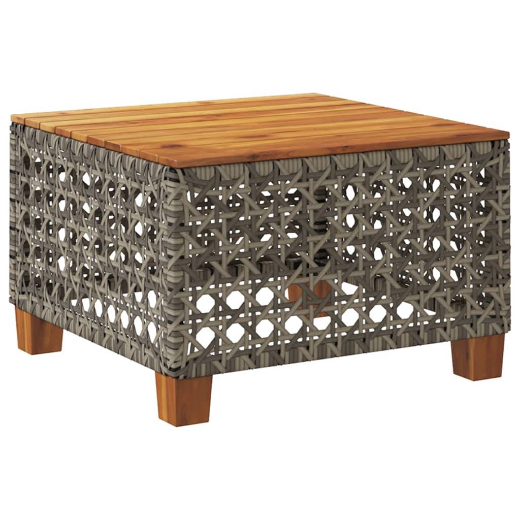 Table de jardin résine tressée bois acacia gris 55 x 55 x 36 cm, Poids :6.4kg - PANGIVO - Image 6