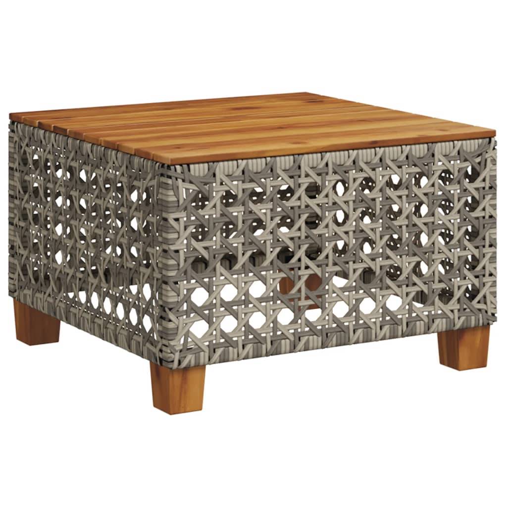 Table de jardin résine tressée bois acacia gris 55 x 55 x 36 cm, Poids :6.4kg - PANGIVO - Image 2