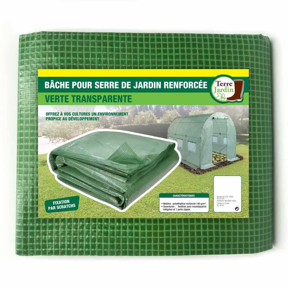 Terre Jardin - Bâche de rechange pour serre tunnel verte 6 m² Vert - Imagen 2