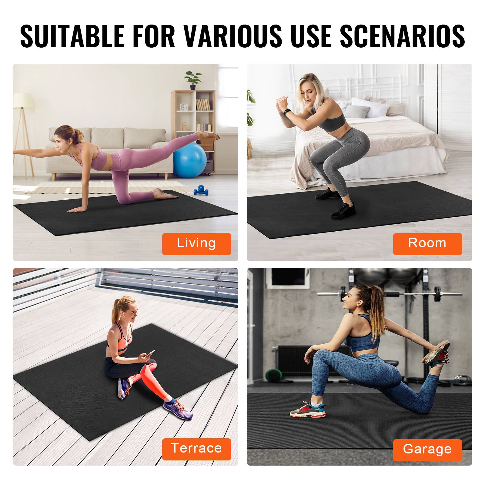 VEVOR Tapis de yoga antidérapant tapis d'entraînement 2120 x 1530 mm pilates - Image 6