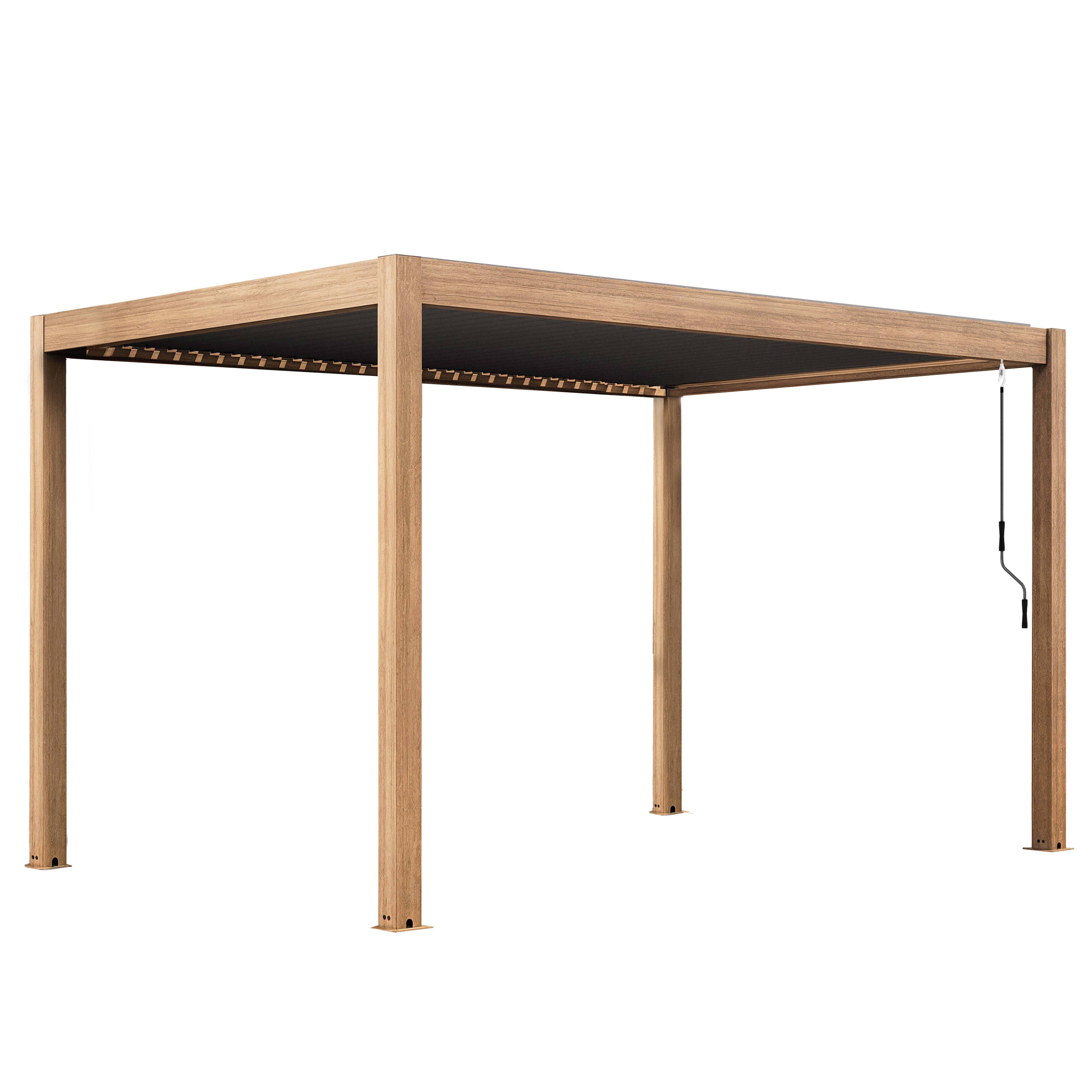 Oviala - Pergola bioclimatique autoportée 3x4m en aluminium bois gris Athenes - Oviala - Image 2
