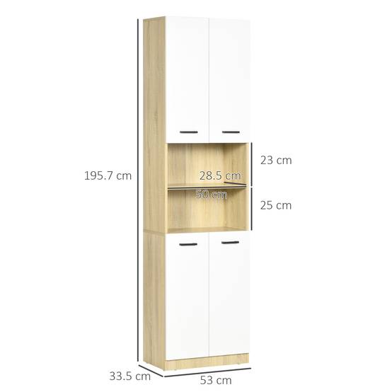 Meuble salle de bain étroit 5 niveaux avec portes cannelées, rangement compact 60x31,8x93 cm blanc moderne - Image 5