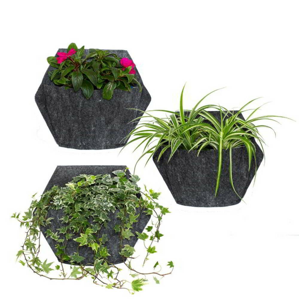 Pack de 3 pots muraux CitySens blancs avec couverture textile et arrosage manuel - Image 1