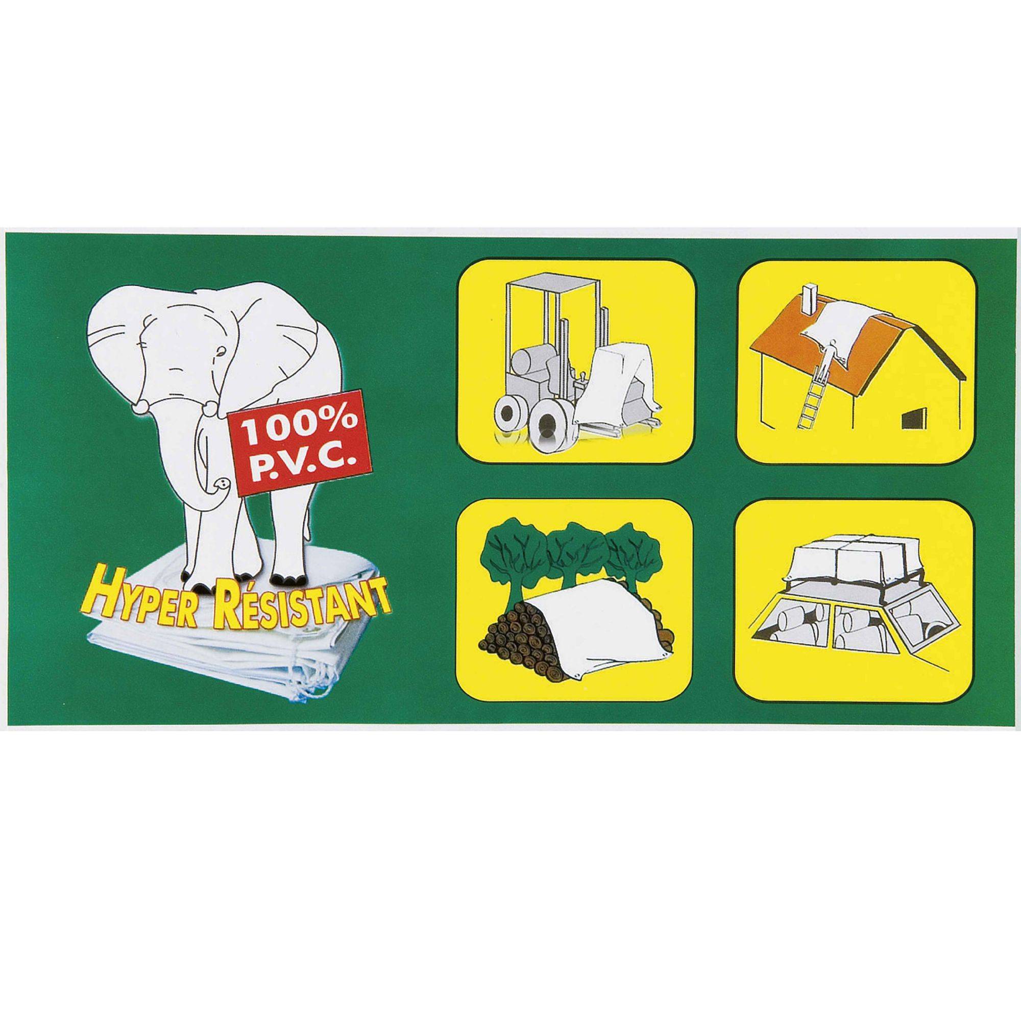 Ribimex - Bâche blanche PVC 5x8 m 650 g/m2 - Imagen 2