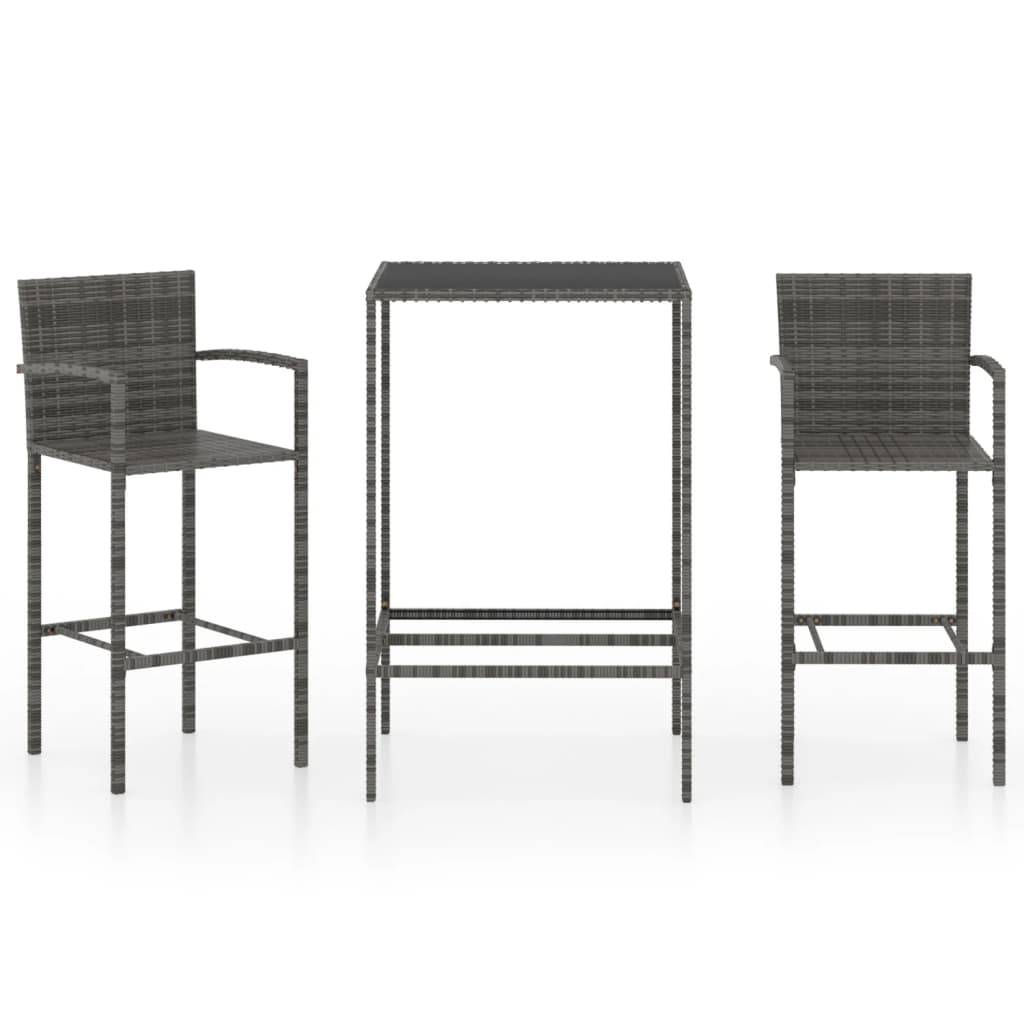 Helloshop26 - Ensemble de bar de jardin 3 pièces résine tressée gris - Imagen 1